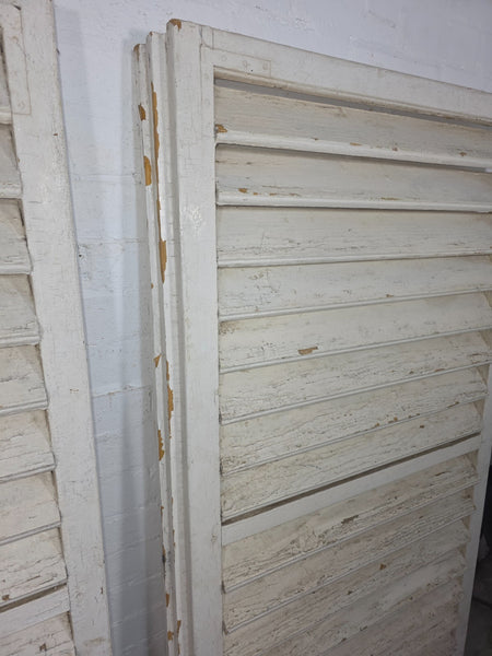 Pair Large Vintage Rustic French White Wooden Window Shutters Saloon Doors