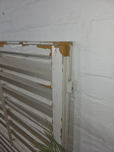 Pair Large Vintage Rustic French White Wooden Window Shutters Saloon Doors