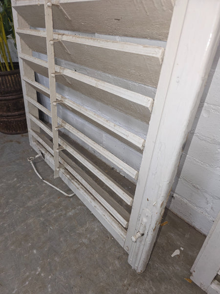 Pair Large Vintage Rustic French White Wooden Window Shutters Saloon Doors