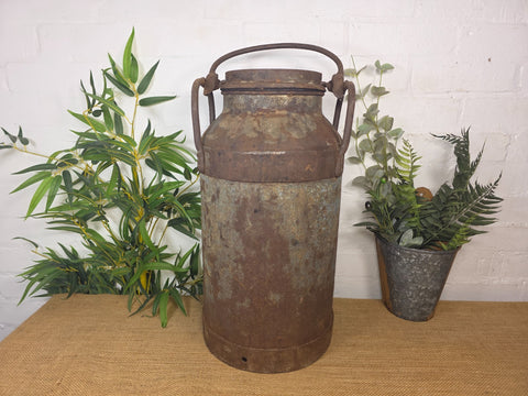 Vintage Rustic French Small Metal Iron Milk Churn Garden Planter Wedding Prop