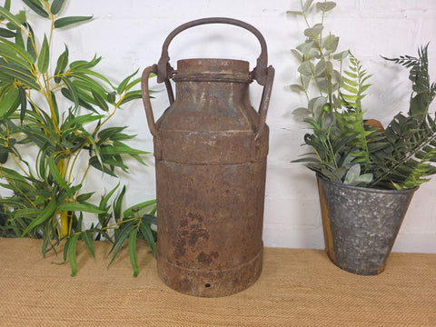 Vintage Rustic French Small Metal Iron Milk Churn Garden Planter Wedding Prop