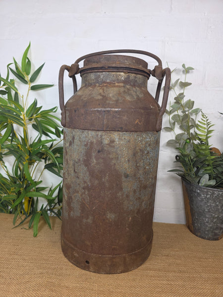 Vintage Rustic French Small Metal Iron Milk Churn Garden Planter Wedding Prop