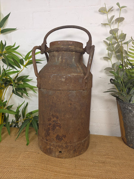 Vintage Rustic French Small Metal Iron Milk Churn Garden Planter Wedding Prop