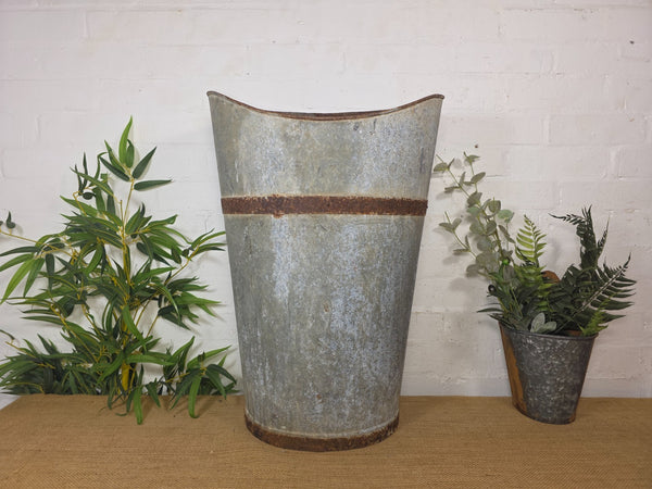 Vintage French Galvanised Grape Picking Hod Garden Display Planter Vineyard