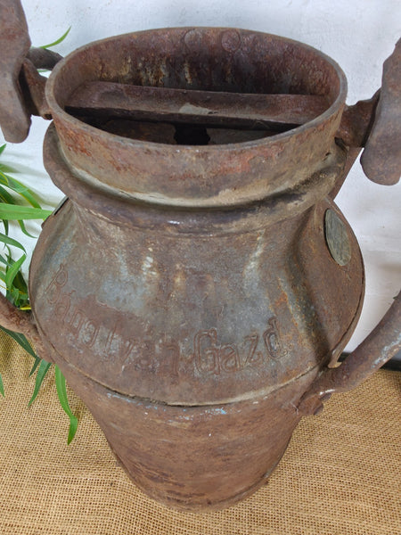 Vintage Rustic French Small Metal Iron Milk Churn Garden Planter Wedding Prop