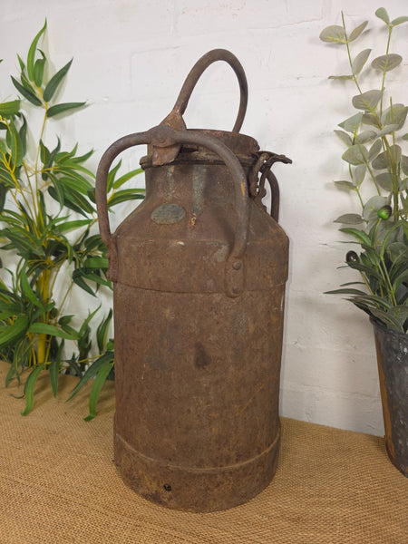 Vintage Rustic French Small Metal Iron Milk Churn Garden Planter Wedding Prop