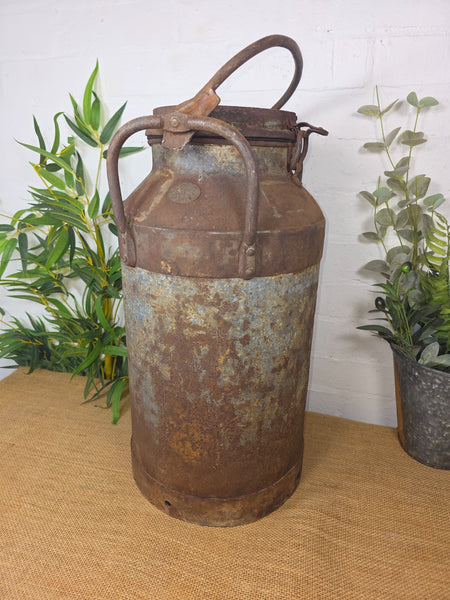 Vintage Rustic French Small Metal Iron Milk Churn Garden Planter Wedding Prop