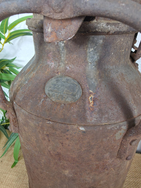 Vintage Rustic French Small Metal Iron Milk Churn Garden Planter Wedding Prop