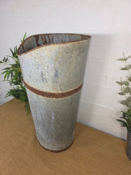 Vintage French Galvanised Grape Picking Hod Garden Display Planter Vineyard