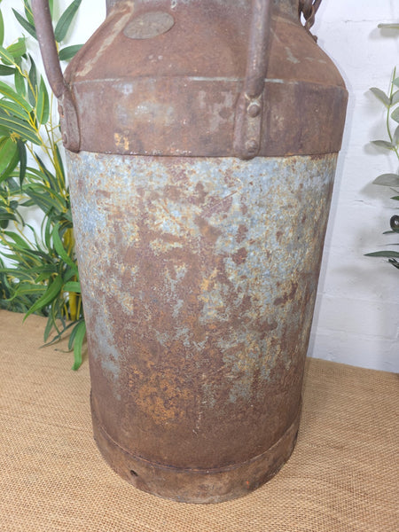 Vintage Rustic French Small Metal Iron Milk Churn Garden Planter Wedding Prop