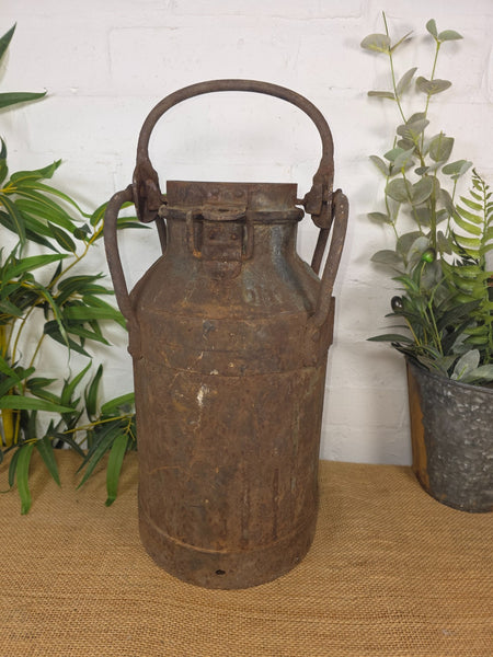 Vintage Rustic French Small Metal Iron Milk Churn Garden Planter Wedding Prop