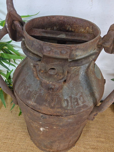 Vintage Rustic French Small Metal Iron Milk Churn Garden Planter Wedding Prop