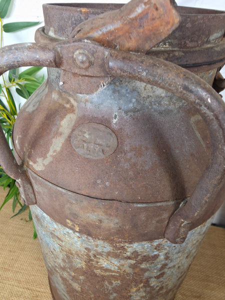 Vintage Rustic French Small Metal Iron Milk Churn Garden Planter Wedding Prop