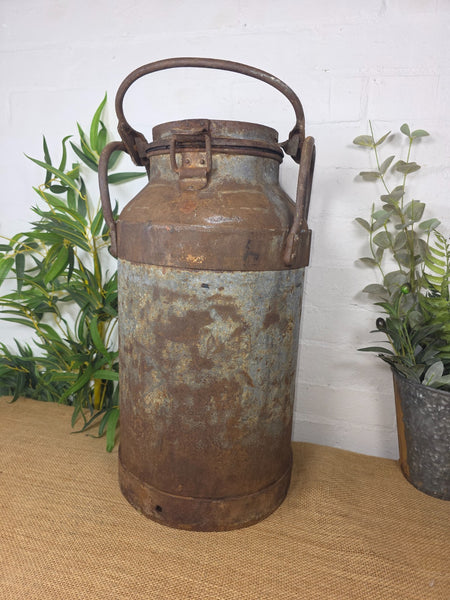 Vintage Rustic French Small Metal Iron Milk Churn Garden Planter Wedding Prop