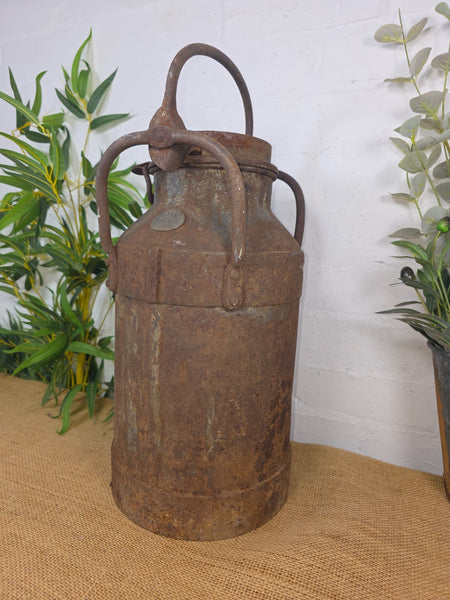 Vintage Rustic French Small Metal Iron Milk Churn Garden Planter Wedding Prop