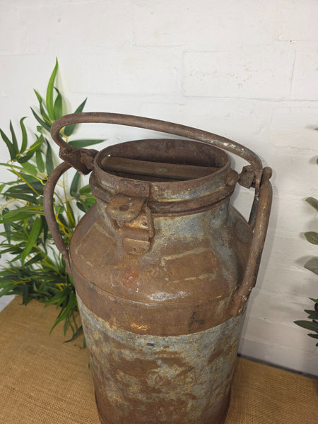 Vintage Rustic French Small Metal Iron Milk Churn Garden Planter Wedding Prop