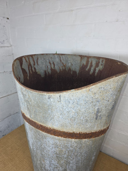Vintage French Galvanised Grape Picking Hod Garden Display Planter Vineyard