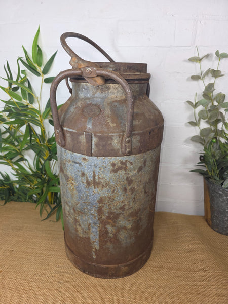 Vintage Rustic French Small Metal Iron Milk Churn Garden Planter Wedding Prop