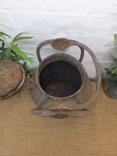 Vintage Rustic French Small Metal Iron Milk Churn Garden Planter Wedding Prop