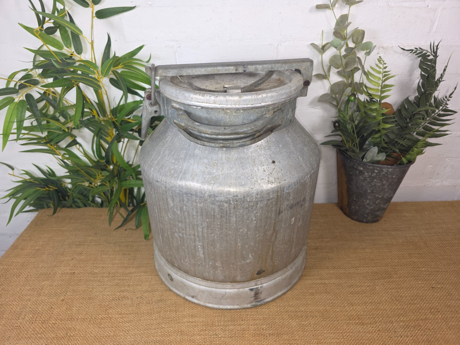 Vintage Rustic French Aluminium Milk Churn Wedding Florist Prop Garden Planter