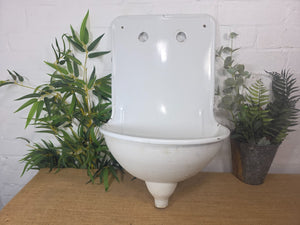 Old Vintage European French Enamel Metal Garden Water Fountain Wall Sink Planter