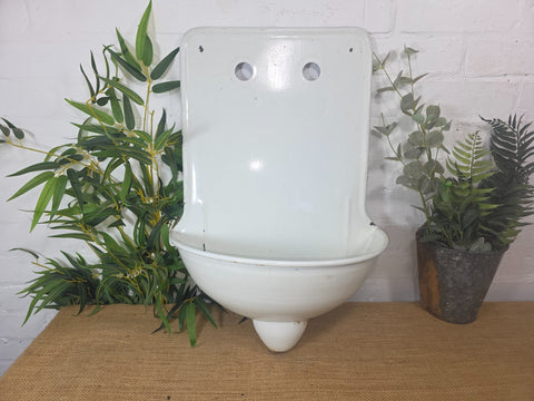 Old Vintage European French Enamel Metal Garden Water Fountain Wall Sink Planter