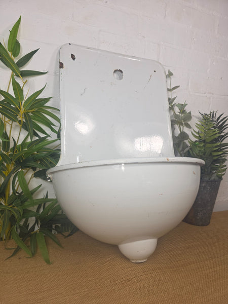 Old Vintage European French Enamel Metal Garden Water Fountain Wall Sink Planter
