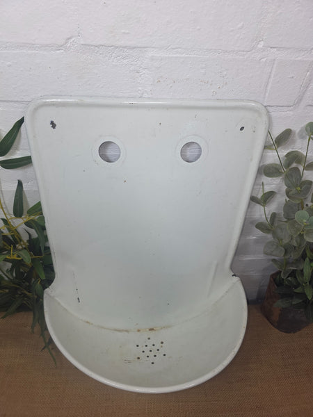 Old Vintage European French Enamel Metal Garden Water Fountain Wall Sink Planter