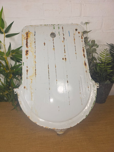 Old Vintage European French Enamel Metal Garden Water Fountain Wall Sink Planter