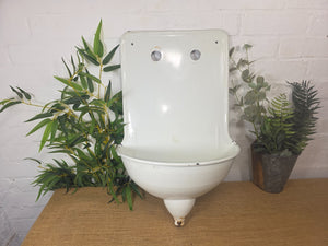 Old Vintage European French Enamel Metal Garden Water Fountain Wall Sink Planter