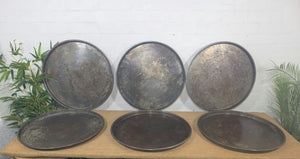 Large Round Industrial Vintage Rustic Zinc Galvanised Metal Serving Drinks Tray