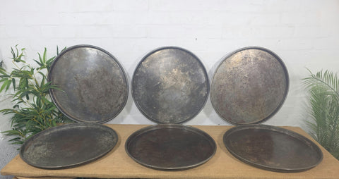 Large Round Industrial Vintage Rustic Zinc Galvanised Metal Serving Drinks Tray