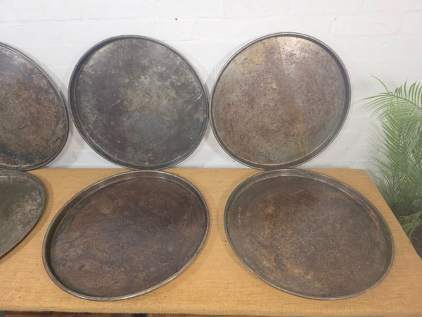 Large Round Industrial Vintage Rustic Zinc Galvanised Metal Serving Drinks Tray
