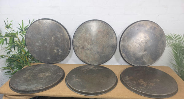 Large Round Industrial Vintage Rustic Zinc Galvanised Metal Serving Drinks Tray