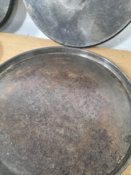 Large Round Industrial Vintage Rustic Zinc Galvanised Metal Serving Drinks Tray