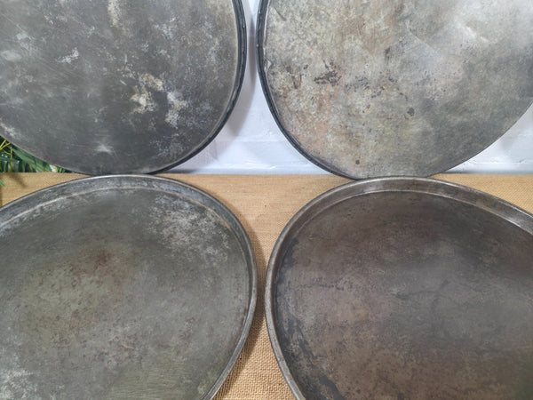 Large Round Industrial Vintage Rustic Zinc Galvanised Metal Serving Drinks Tray