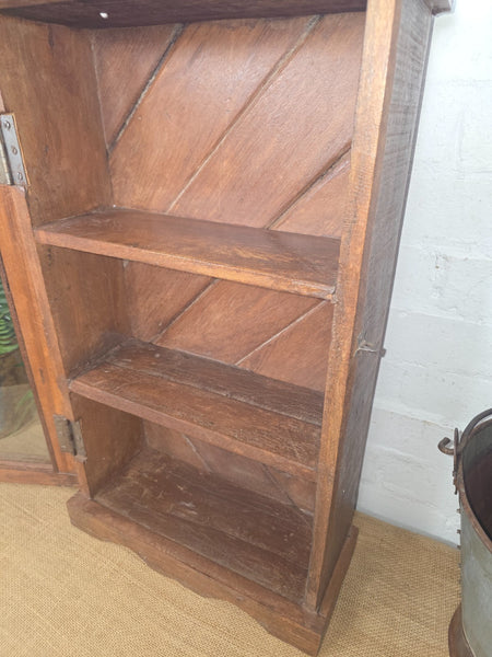 Vintage Indian Colonial Wooden Glazed Shop Display Bathroom Kitchen Wall Cabinet