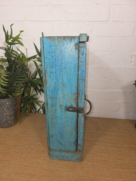 Vintage Indian Wooden Glazed Display Hallway Kitchen Wall Cabinet Key Spice Rack