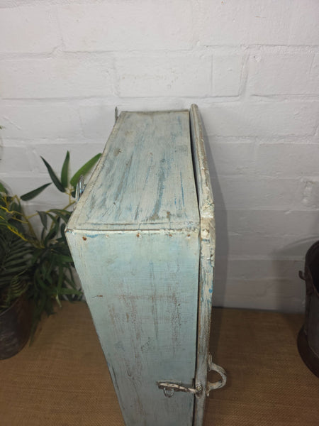Vintage Indian Wooden Glazed Display Hallway Kitchen Wall Cabinet Key Spice Rack