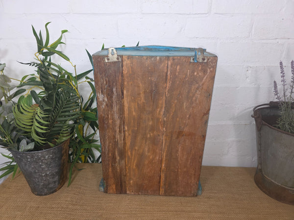 Vintage Indian Wooden Glazed Display Hallway Kitchen Wall Cabinet Key Spice Rack
