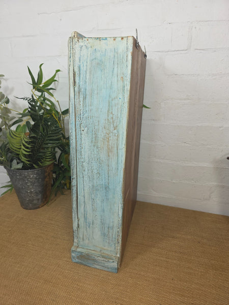 Vintage Indian Wooden Glazed Display Hallway Kitchen Wall Cabinet Key Spice Rack