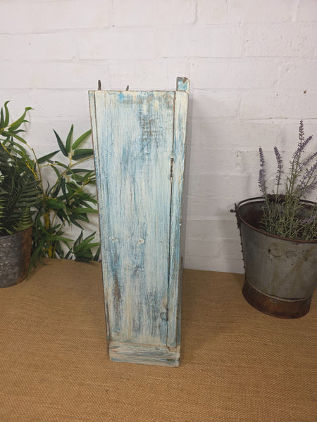 Vintage Indian Wooden Glazed Display Hallway Kitchen Wall Cabinet Key Spice Rack
