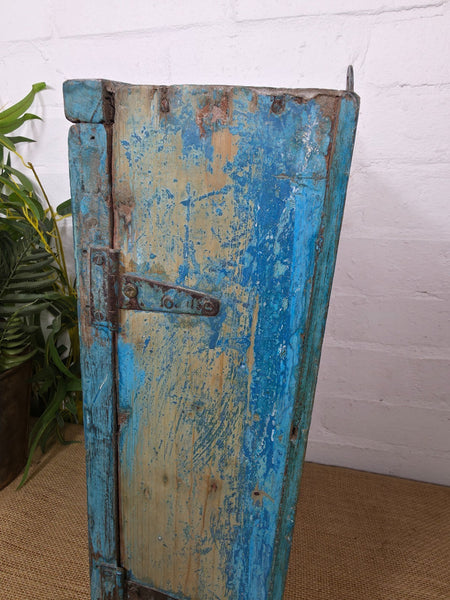 Vintage Indian Wooden Glazed Display Hallway Kitchen Wall Cabinet Key Spice Rack