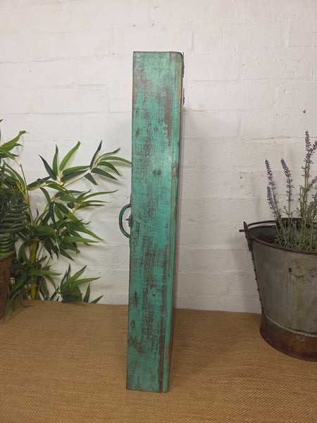Vintage Indian Wooden Glazed Display Hallway Kitchen Wall Cabinet Key Spice Rack