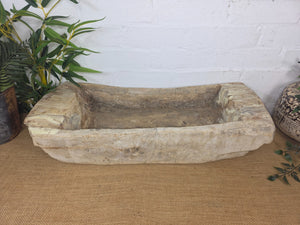 Vintage Rustic Wabi Sabi Carved Dugout Solid Wooden Trough Table Centrepiece