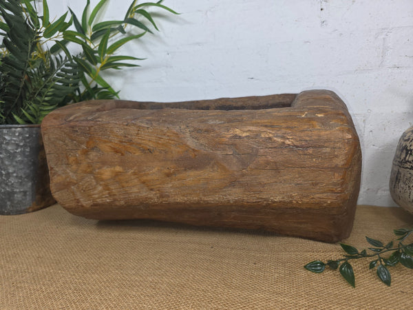 Vintage Rustic Wabi Sabi Carved Dugout Solid Wooden Trough Table Centrepiece