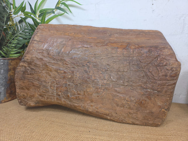 Vintage Rustic Wabi Sabi Carved Dugout Solid Wooden Trough Table Centrepiece