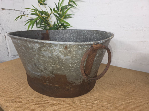 Vintage Reclaimed Galvanised Oval Trough Garden Planter Tub Ice Bucket Bath
