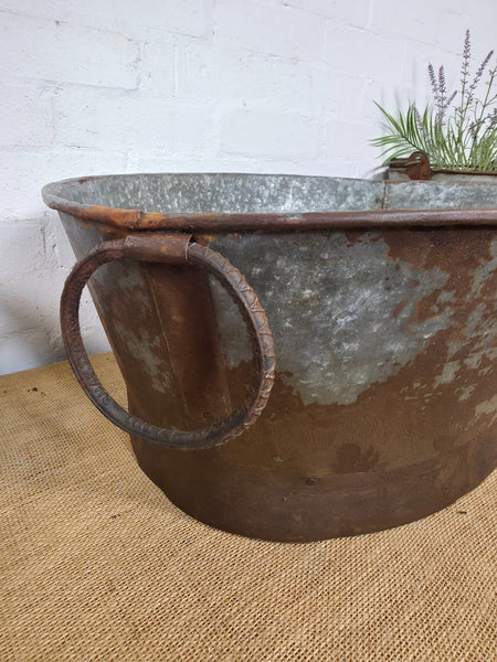 Vintage Reclaimed Galvanised Oval Trough Garden Planter Tub Ice Bucket Bath