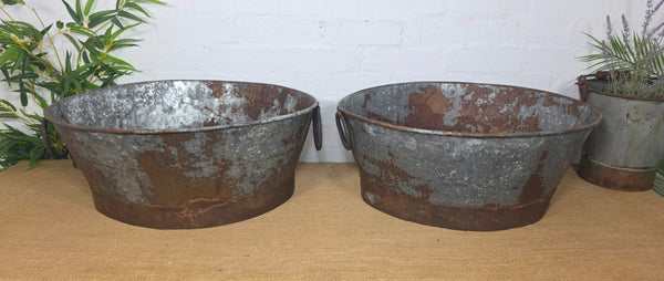 Vintage Reclaimed Galvanised Oval Trough Garden Planter Tub Ice Bucket Bath